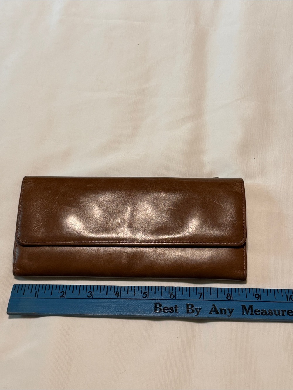 HOBO Brown Leather Checkbook Wallet Long Bifold Organizer Floral Lining - Picture 6 of 7